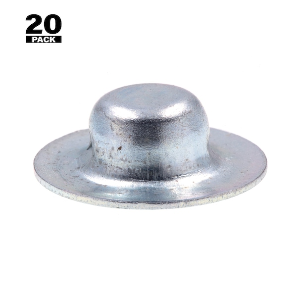 Axle Hat Push Nuts, 1/4 In., Zinc Plated Steel, 20PK